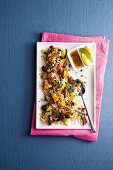 Rice salad with roasted butternut squash and biltong