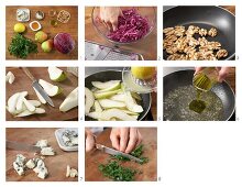 Birnen-Blaukraut mit Roquefort zubereiten