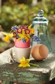 Spring flowers in dyed egg shells