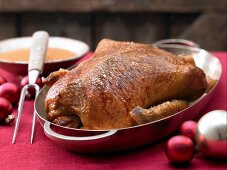 Roast duck for Christmas dinner
