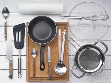 Kitchen utensils for preparing a soused herring & bean salad