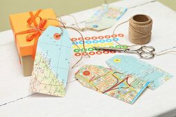DIY gift tags made from old maps