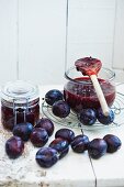 Plum jam and fresh plums