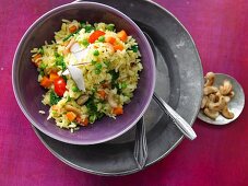 An Indian rice and vegetabe dish with cashew nuts