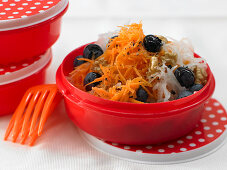 Grated carrot salad with blueberries