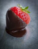 A strawberry dipped in chocolate