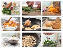 How to prepare sweet potato fritters with dandelion leaves and nuts