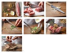 How to prepare pork fillet kebabs with mustard and tarragon
