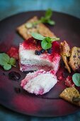 Vegan cheese with beetroot powder, aronia berries, and crackers (Superfood)