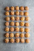 Chouquettes (unfilled profiteroles sprinkled with sugar nibs, France)