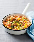 Savoury vegetable rice with peas and pepper