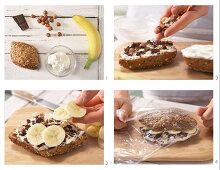 Bananenbrötchen mit Quark, Schokolade und Nüssen zubereiten