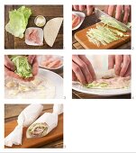 How to prepare a wrap with ham, cream cheese, pineapple and lettuce