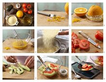 How to prepare orange couscous with avocado and tomato salad