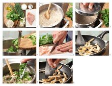 Buchweizen-Kräuter-Grütze mit Putenstreifen und Joghurt zubereiten