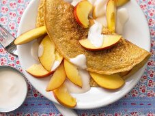 A millet omelette with nectarines