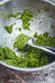 Kale falafel being prepared