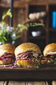 Sesame seed rolls with ox tongue, coleslaw and mustard sauce
