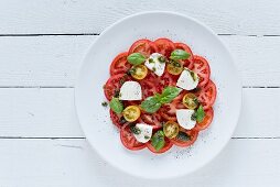 Caprese salad (seen from above)