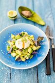 Avocado mit gekochtem Ei und Kresse