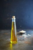 Rapeseed oil in a glass bottle