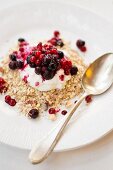 Porridge oats with Greek yoghurt and redcurrants