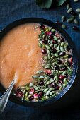 A bowl of Citrusy Cantaloupe Smoothie Bowl