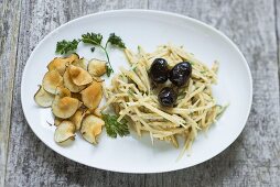 Topinambursalat mit Joghurt, Topinamburchips