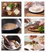 Seidentofu mit körnigem Frischkäse, Sojasauce & Bonitoflocken zubereiten