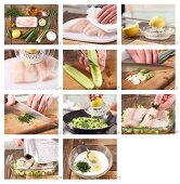 How to prepare steamed fillet of haddock on a bed of cucumber with dill sauce