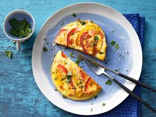 A tomato and red pepper omelette