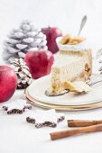 A slice of juicy apple cake for Christmas