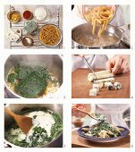 Gorgonzola-Spinat-Pasta zubereiten