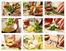 Kartoffel-Bohnensalat mit Matjesstreifen und Apfel zubereiten
