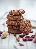 Vegan muesli biscuits with cranberries, nuts and porridge oats
