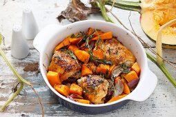 Chicken with pumpkin and rosemary