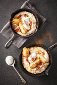 Porridge with caramelised pears, pecan nuts, and vanilla yoghurt