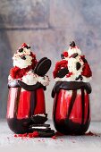 Red velvet freak shakes with Oreo biscuits