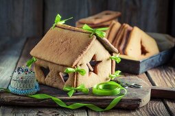A homemade gingerbread house for Christmas