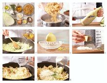 How to prepare the farfalle pasta with pointed white cabbage in creamy Parmesan sauce