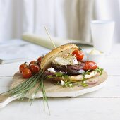 A vegetable sandwich with feta