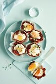 Muffins with bacon and eggs