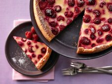 Raspberry and sour cream tart