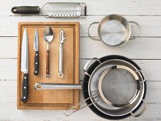 Kitchen utensils for an asparagus dish