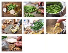 How to make marinated green beans with ginger, chili and peanut kernels