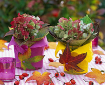 Pot decoration with felt and leaves: 3/3