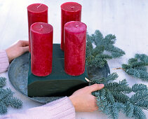 Advent wreath red-white with elks (5/7)