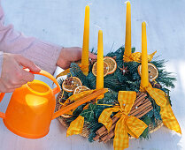 Advent wreath with orange slices and cinnamon (6/7)