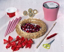 Hanging advent wreath in red, pink, pink (1/7)