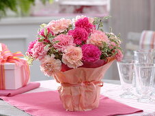 Bouquet of Dianthus (carnations) and Pittosporum (clovers)